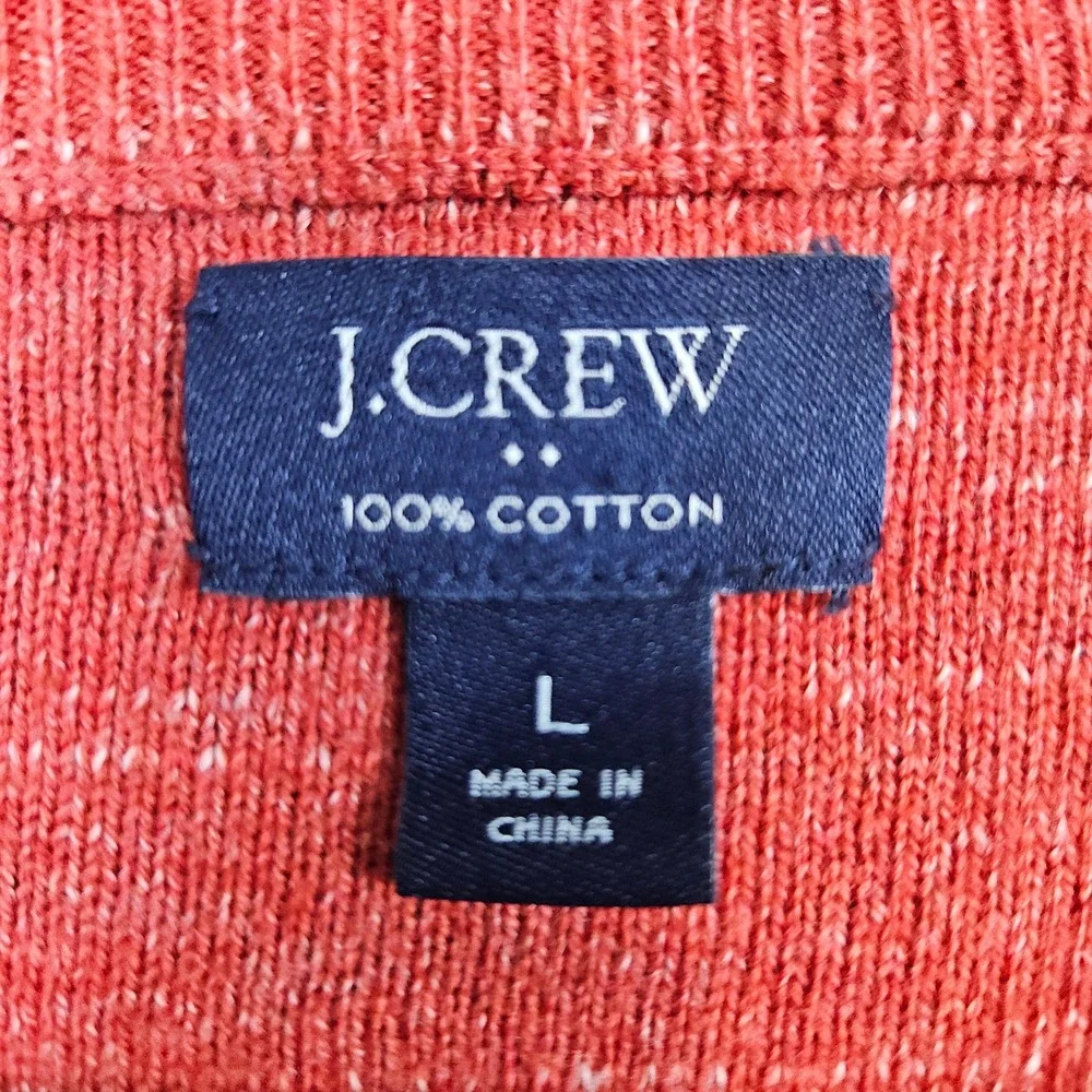 J Crew Men's Heathered Orange Crewneck‎ Sweater Size L 100% Cotton Warm Winter